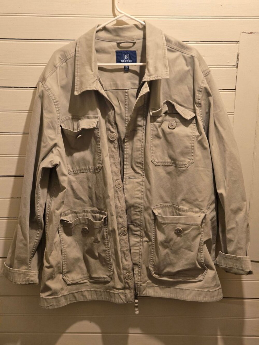 George Jacket Mens 2XL Utility Field Button Front Pocket Khaki Casual
